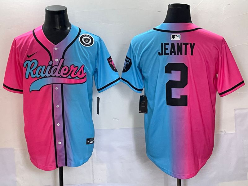 Men 2025 Oakland Raiders #2 Jeanty Blue pink Nike Limited NFL Jersey 008->oakland raiders->NFL Jersey